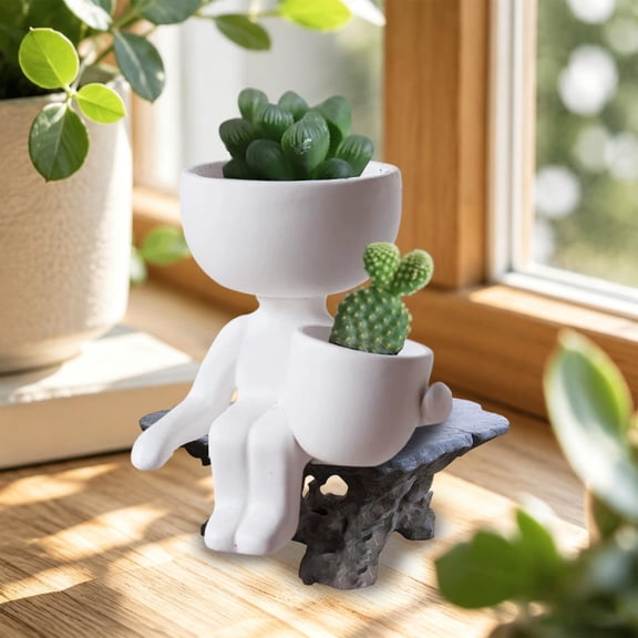 ufehgfjh Personalized Ceramic Figurine Planters For Succulents Cactus And Succulents Planters Desktop And Balcony Decor