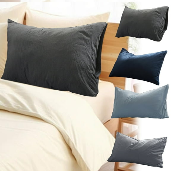 ufehgfjh Pillow Case Without Printing Japanese Style Washed Pillow Head Cover Bedding Solid Color Clear And Multi-color Selection Elegant And Not Clear