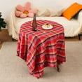 thumbnail image 1 of ufehgfjh Red Plaid Christmas Tablecloth - 60x60cm Festive Dining Table Cover - Classic Holiday Design for Home Decor - Reusable & Washable Cotton-Linen Blend, 1 of 5