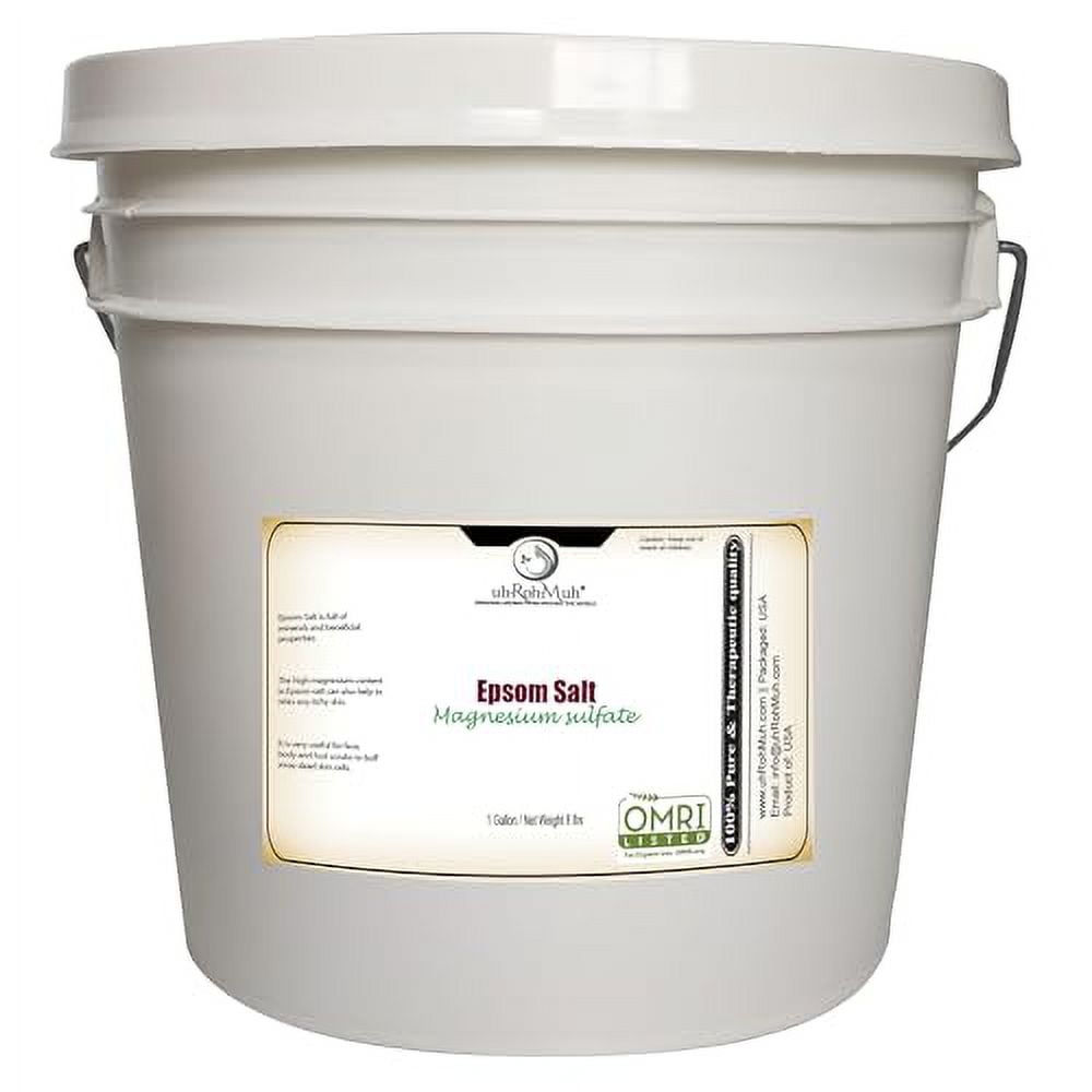 uh*Roh*Muh Natural Epsom Salt Bulk | 1 Gallon Pure Magnesium Sulfate from USA | OMRI Listed for Agriculture Use and Animal Feed | Epsom Salt Bath Soak for Skincare and Plants (Net