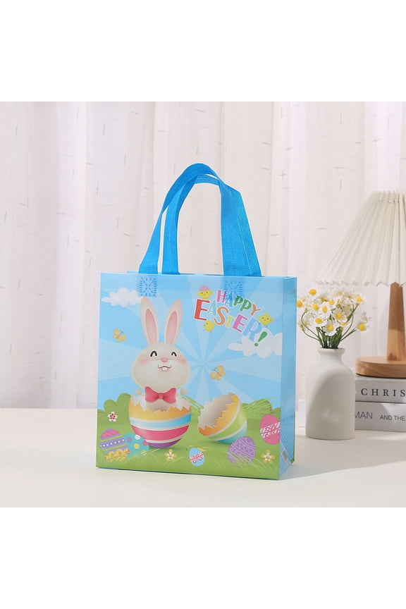 Easter tote Bags with Handles Bunny Non Woven Bags Reusable Easter Grocery Shopping Bag Kitchen
