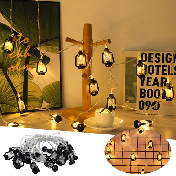 uhnmk LED Black String Mini Kerosene Lamp Suitable for Indoor and Outdoor Terraces Gardens Festivals Homes Weddings Parties Christmas Trees Year Decorations (warm