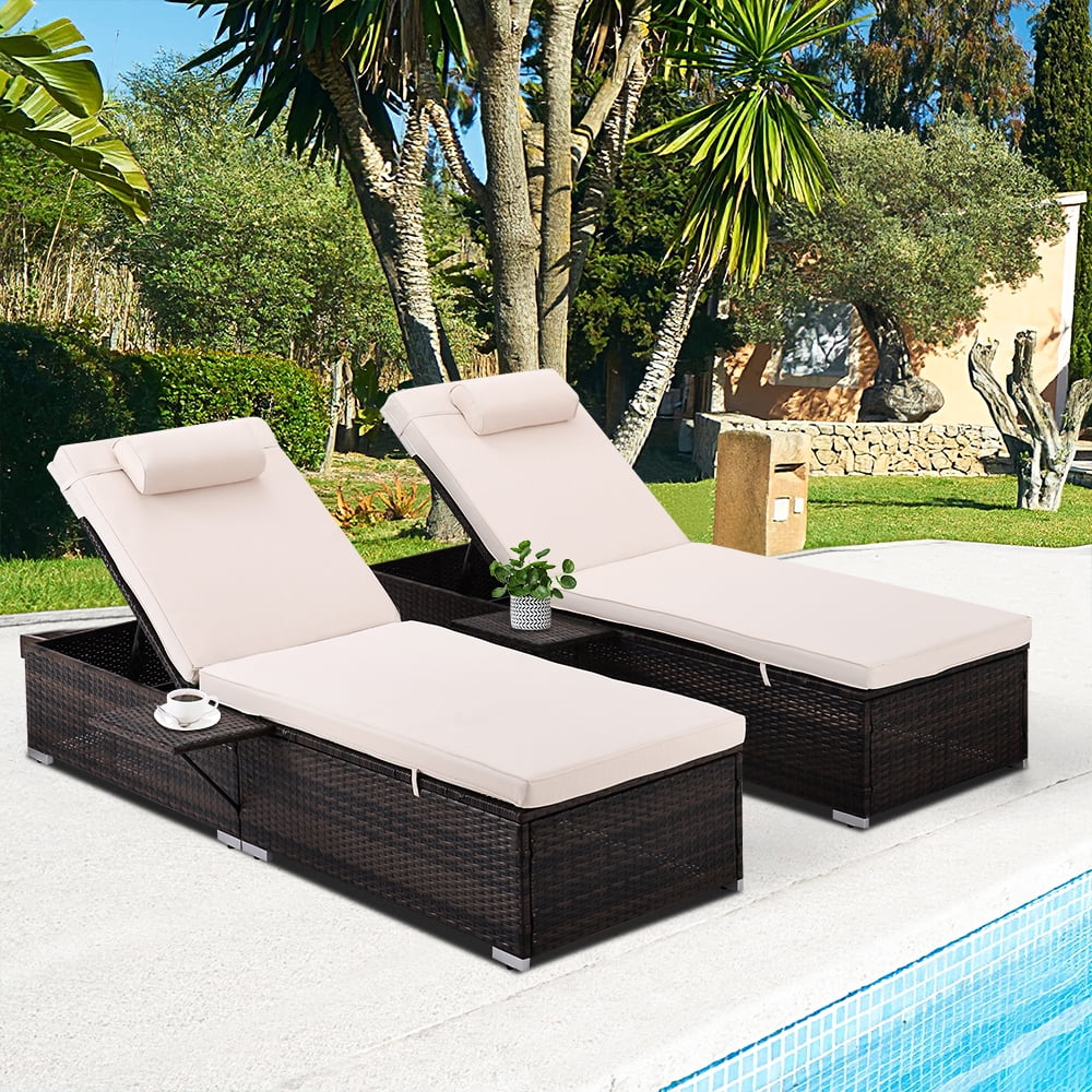 uhomepro 2-Piece Pool Chairs, Patio Chaise Loungers, Chaise Lounge ...