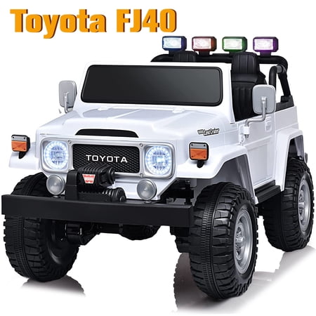 uhomepro 24V Power Ride On 2 Seater Electric Truck, Toyota Kids Ride on Car with Remote Control, 3 Speeds, LED Lights, Toys for Girls Boys Gifts, White