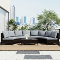 uhomepro 5Piece Patio Curved Sectional Sofa Set, 8Seater Outdoor Half
