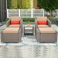 thumbnail image 1 of uhomepro 5 Piece Wicker Patio Furniture Set, PE Wicker Rattan Small Patio Set Porch Furniture, Cushioned Patio Chair Set of 2 with Ottomans, Coffee Table, Outdoor Chat Set Conversation Set, Q12623, 1 of 13