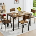 thumbnail image 1 of UHOMEPRO Dining Table Set for 4, Farmhouse Wood Kitchen Table Set with Rectangle Table and 4 Wood Chairs, 5 Piece Dining Room Table Set for Dining Room, Kitchen and Apartment, Brown, 1 of 10