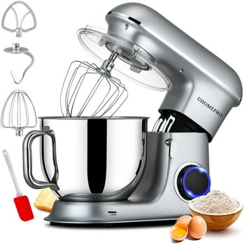 7.5 QT Stand Mixer for Kitchen, UHOMEPRO 6 Speeds Tilt-Head 660W Dough Mixer, 3-In-1 Home Commercial Mixing Electric Cake Mixer with Dough Hook, Beater, Egg Whisk, Spatula, Dishwasher Safe, Silver
