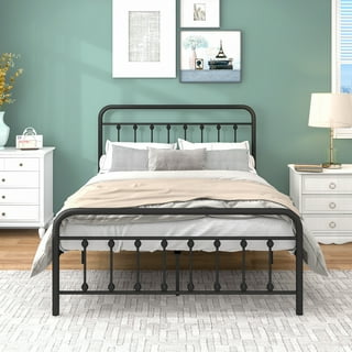 Reliancer Full Size Bed Frame with Wooden Headboard and Footboard,Metal  Platform Bed Frame with 9 Stable Leg and 10.2inch Under Bed Storage for  Bedroom,No Box Spring Needed,Noise Free,Easy Assembly 