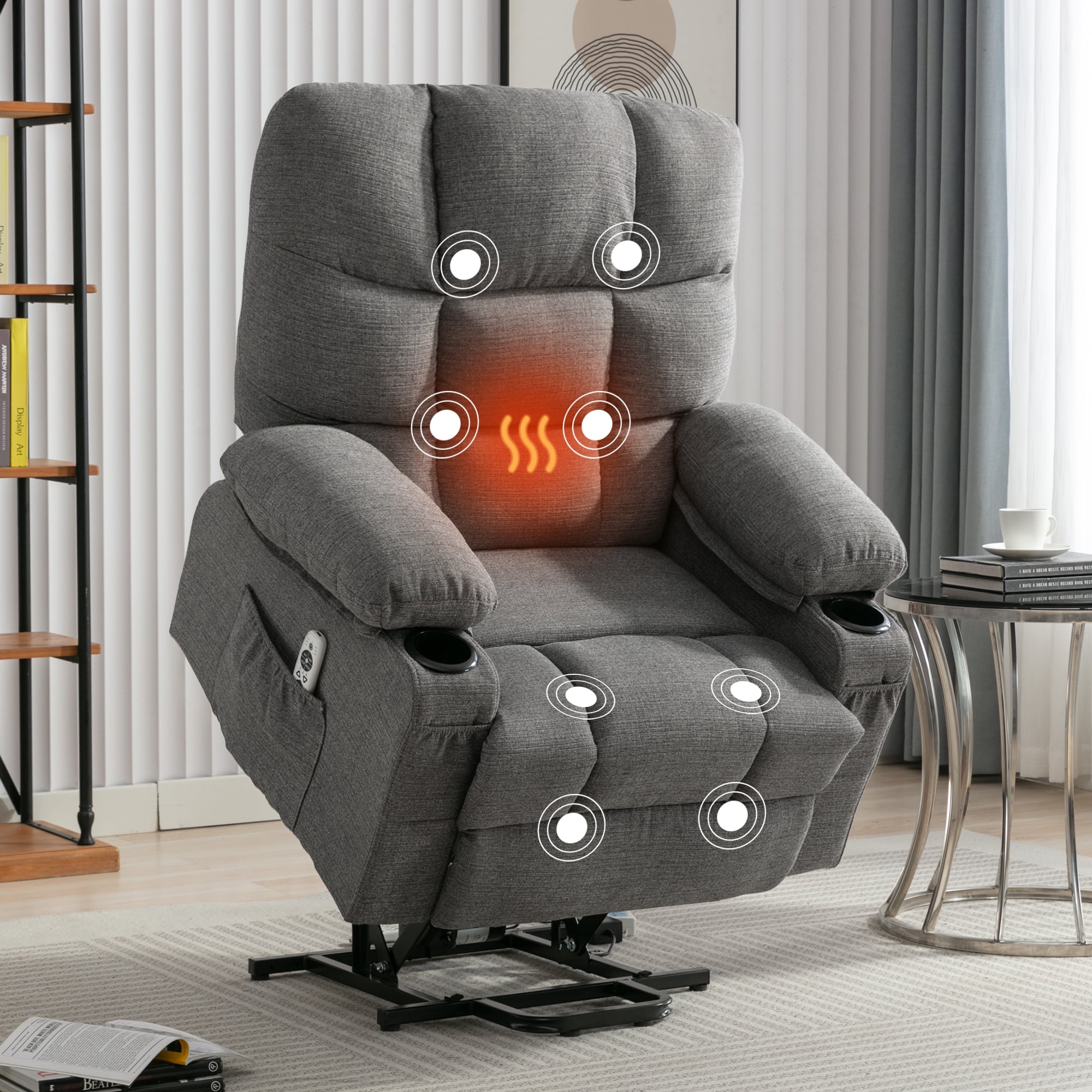 uhomepro Power Lift Recliner Chair for Elderly, Heat and Massage Lift