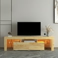 thumbnail image 1 of uhomepro Farmhouse TV Stand for Living Room up to 70" Television, Entertainment Center with RGB LED Lights and Storage Shelves Furniture, High Gloss TV Cabinet Console Table, Oak, 1 of 10