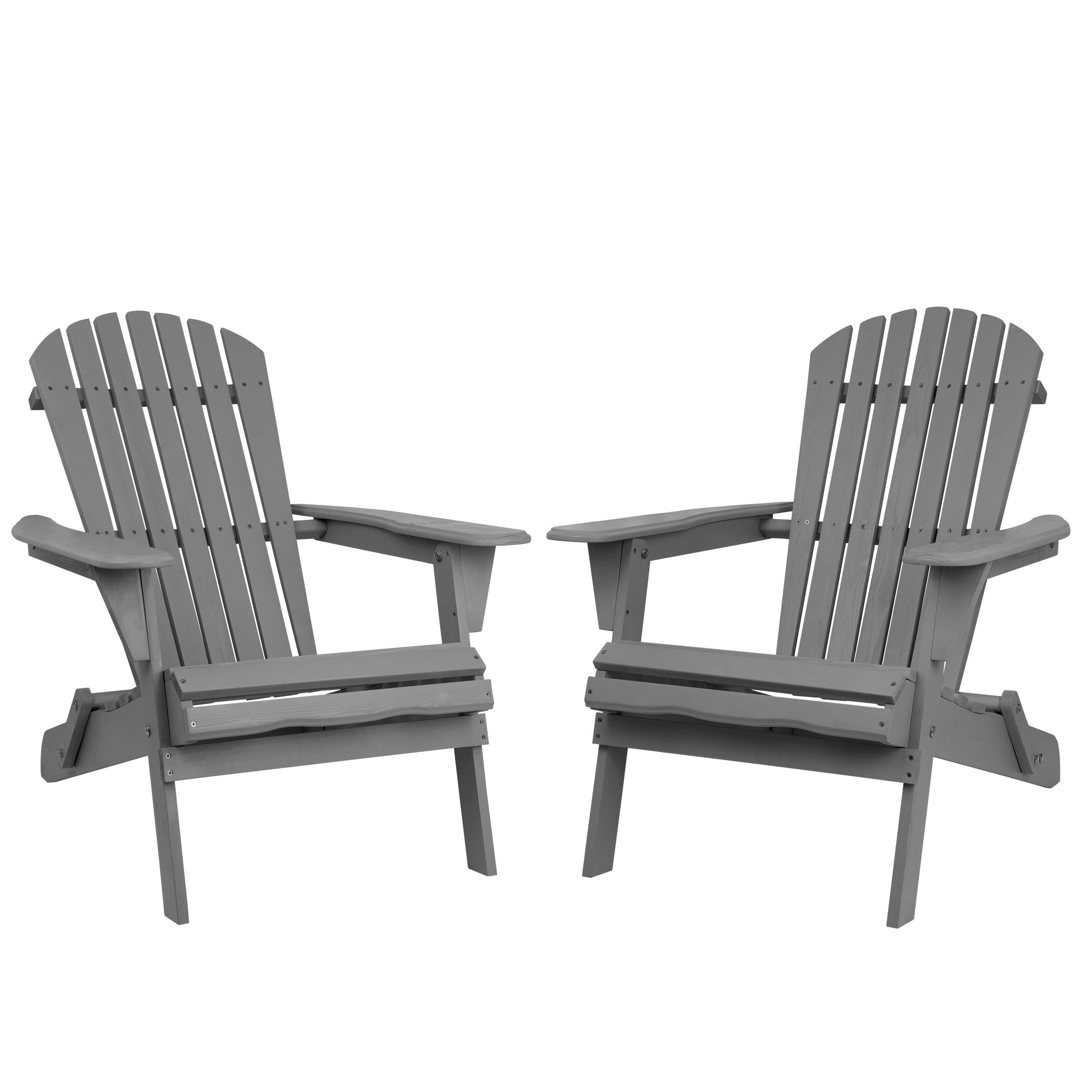 uhomepro Folding Adirondack Chair Outdoor, Patio Wood Chair Set of 2, Folding Weather Resistant
