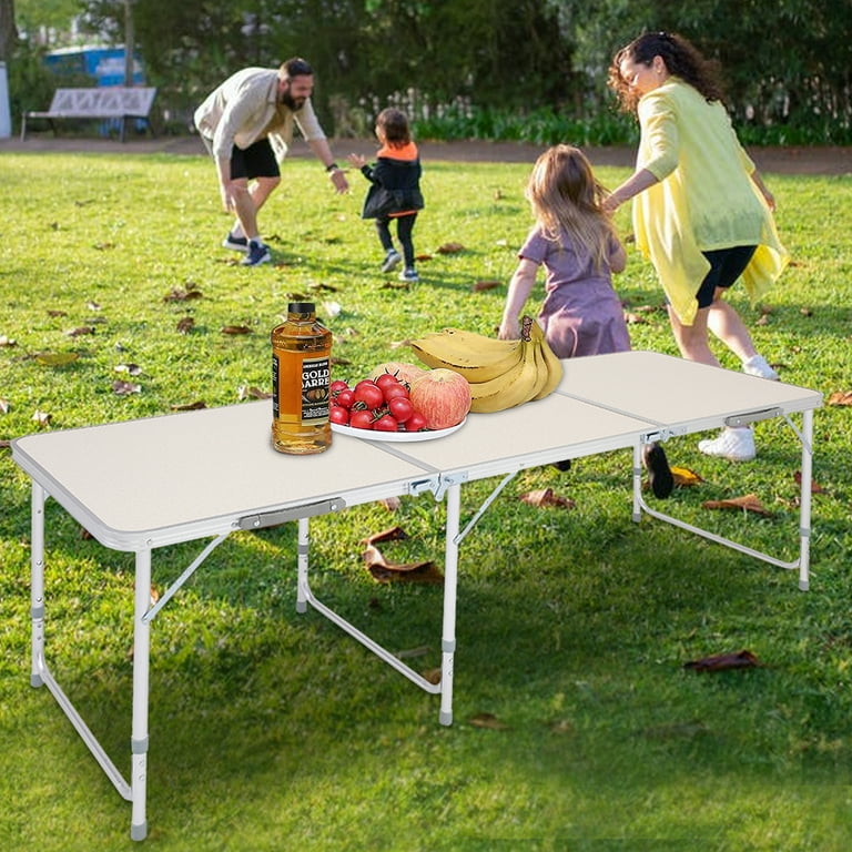 Uhomepro Portable Folding Table, Adjustable Height, Indoor/Outdoor