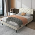 thumbnail image 1 of uhomepro Full Size Faux Leather Upholstered Platform Bed Frame with Headboard and Strong Wooden Slats, No Box Spring Needed, Beige, 1 of 11