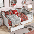 thumbnail image 1 of UHOMEPRO Daybed with Storage Drawers,Twin Bed Frame with Storage, Solid Wood Twin Bed Frame Sofa Bed for Living Room Guest Room Bedroom Furniture, No Box Spring Needed, White, 1 of 16