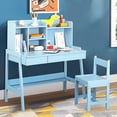 thumbnail image 1 of uhomepro Kids Desk and Chair Set, Wooden Study Desk with Storage Girls Boys, Student Desk with Drawers and Shelves for 6-14 Years Old Home School Use, Kids' Furniture (Blue), 1 of 9