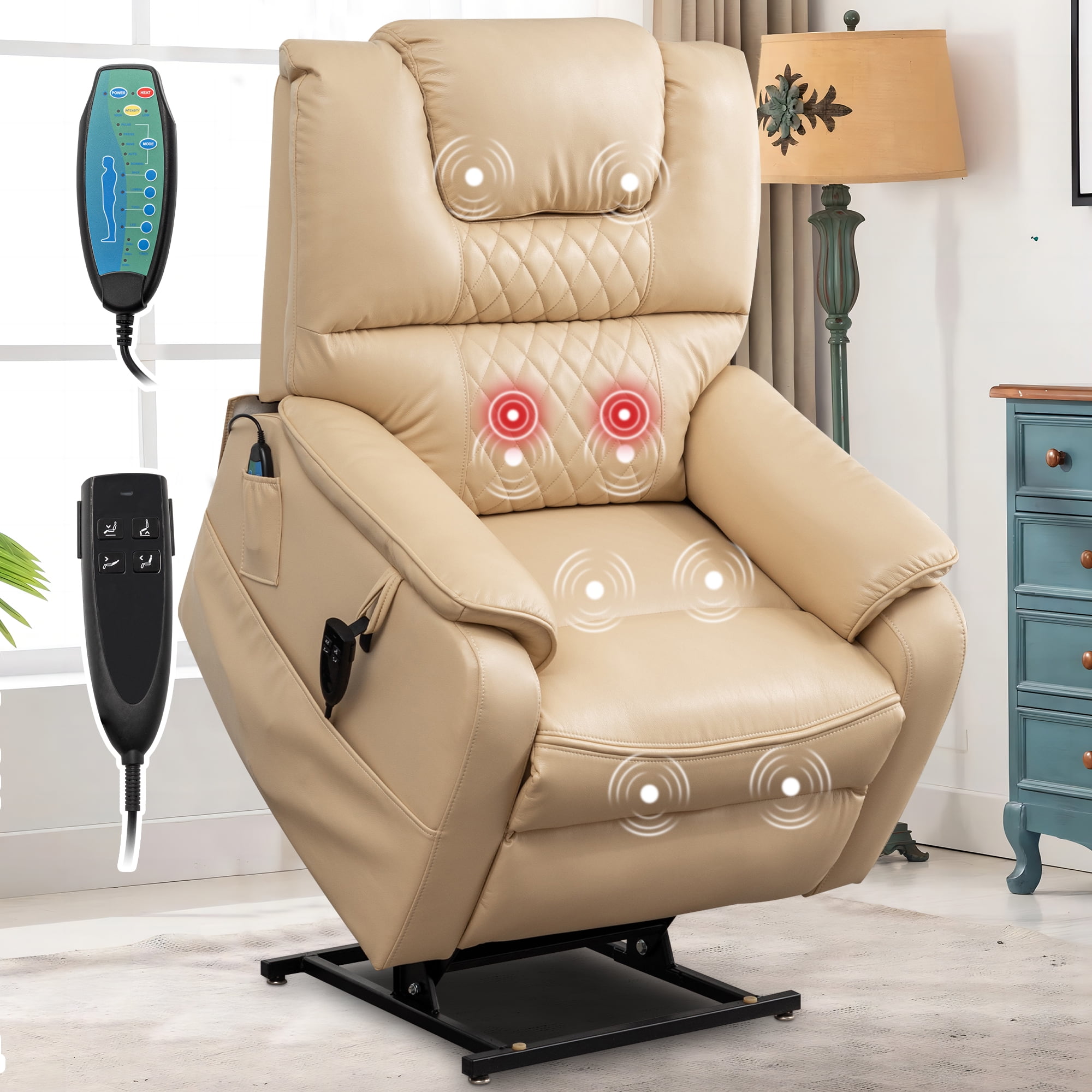 uhomepro Large Electric Massage Recliner with Heat, Fabric Lift Reclin -  Uhomepro