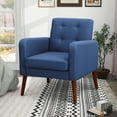 thumbnail image 1 of uhomepro Living Room Chair, Upholstered Bedroom Armchair Accent Chair with Tufted Back, Large Comfy Fabric Chair Single Sofa with Cushion for Living Room, Bedroom, Blue, 1 of 8