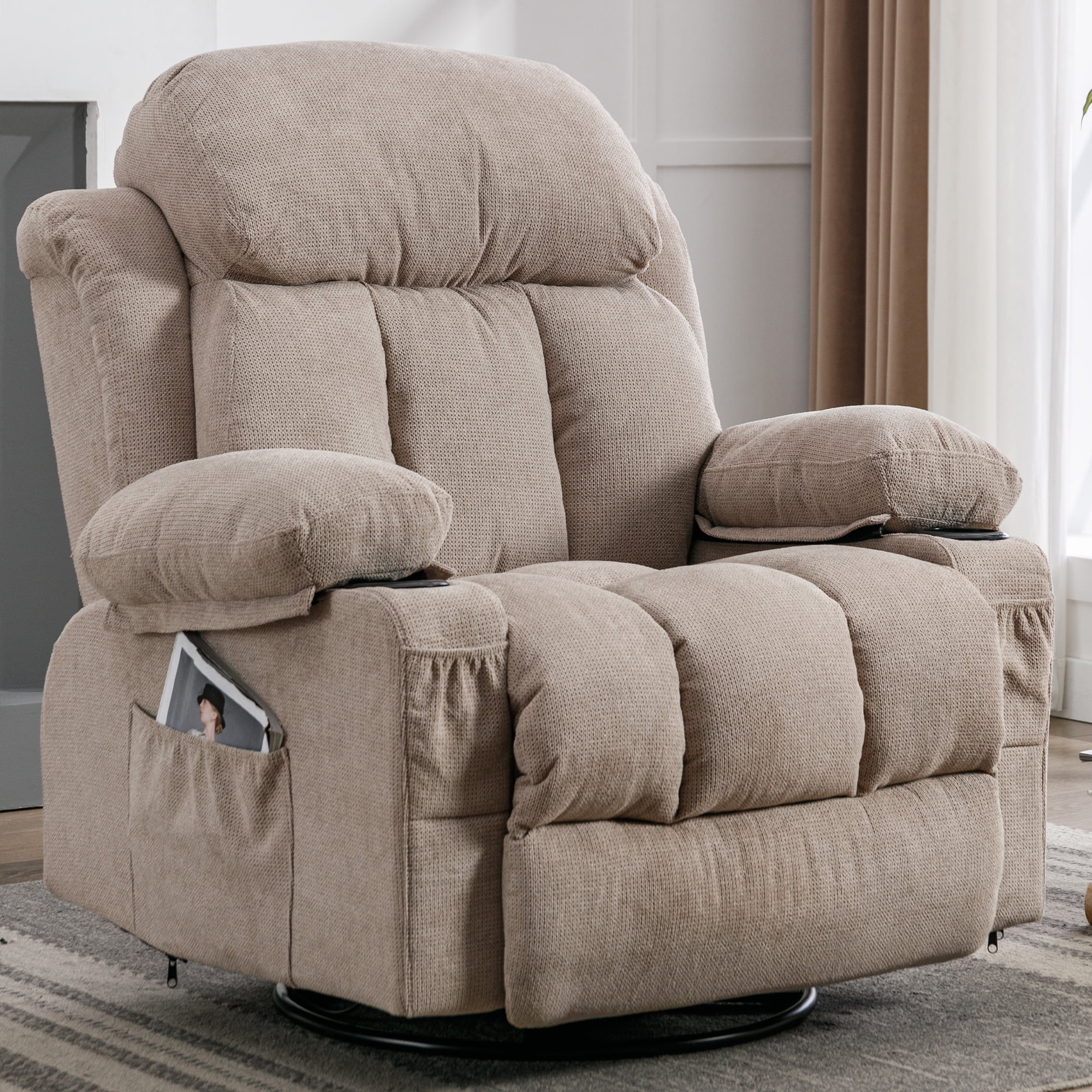 uhomepro Massage Swivel Rocker Recliner Chair with Heat and Vibration