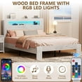 thumbnail image 1 of Full Bed Frame, UHOMEPRO Wood Platform Bed Frame with LED Storage Headboard and Charging Station, Full Size Bed Frame with Strong Support, Modern Bedroom Furniture, No Box Spring Needed, White, 1 of 14