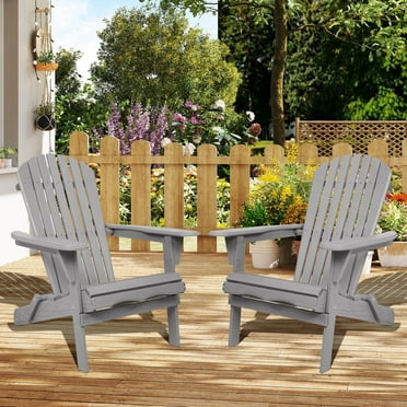 uhomepro Outdoor Adirondack Chairs Set of 2, Folding Fire Pit Chair, Weather Resistant Patio Lawn Chair for Outside Deck Garden Backyard Balcony, Gray