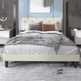 thumbnail image 1 of Uhomepro Adjustable Headboard Modern Faux Leather Platform Bed, Creamy White, 1 of 8