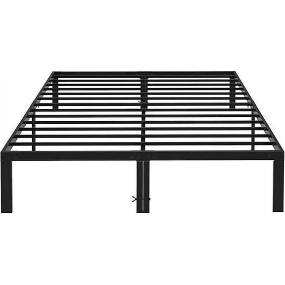 14" Full Size Bed Frame with Storage | Heavy Duty Metal Platform Bed | No Box Spring Needed | 800 lbs Capacity, Anti-Squeak Design, Easy Assembly (Black)