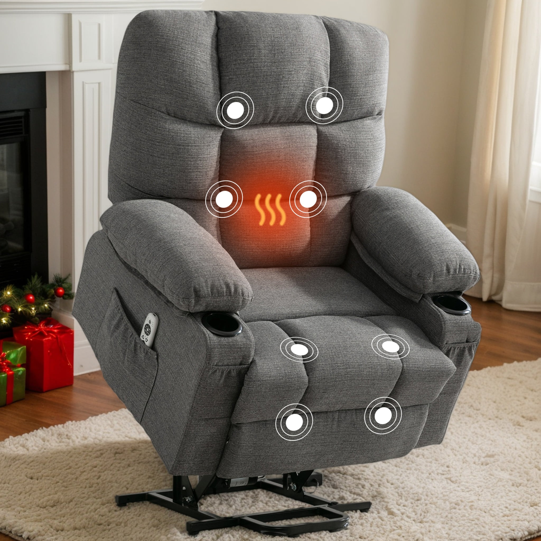 uhomepro Electric Power Lift Recliner for Elderly, Heated Massage