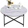 thumbnail image 1 of uhomepro Round Coffee Table Modern Faux Marble Style with Black Metal Legs, Wood Table Top Modern Coffee Table, Contemporary Accent Coffee and Snack End Table Tea Table for Living Room, Q16221, 1 of 7