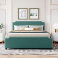 thumbnail image 1 of uhomepro Storage Upholstered Platform Bed Queen Size with Nail Trim Headboard, 4 Storage Drawers, Wood Slats Support, Mattress Foundation No Box Spring Required, Green, 1 of 12