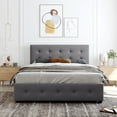 thumbnail image 1 of uhomepro Storage Upholstered Platform Bed Queen Size with Nail Trim Headboard, 4 Storage Drawers, Wood Slats Support, Mattress Foundation No Box Spring Required, Gray, 1 of 9