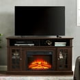thumbnail image 1 of UHOMEPRO Classic TV Stand with 23" Fireplace Insert and Remote, Entertainment Center with Open and Closed Storage Space, Classic TV Cabinet for TVs Up to 65", Espresso, 1 of 9