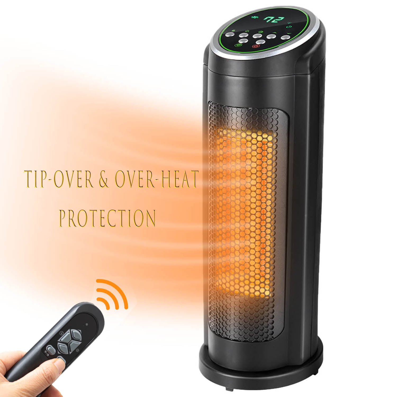 uhomepro Space Heater, 1500W Portable Electric Heaters with Adjustable  Thermostat, Timer and Remote Control, 90° Oscillating for Bedroom, Office  and Indoor Use, Black - Walmart.com