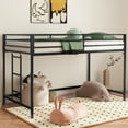 thumbnail image 1 of UHOMEPRO Junior Twin Loft Bed, Metal Twin Loft Bunk, Classic Square Loft Bed with Stairs and Reinforced Guardrail, Bunk Bed for Bedroom, Black, 1 of 11