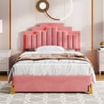 thumbnail image 1 of uhomepro Upholstered Platform Bed Frame with 4 Drawers and LED Lights, Full Size Bed Frame with Wood Slats Support, Heavy Duty Full Bed Mattress Foundation, No Box Spring Needed, Pink, 1 of 9