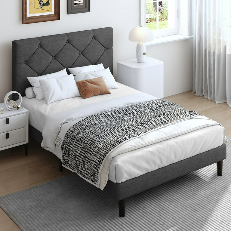 Dark grey single bed frame discount