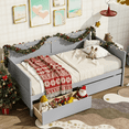 thumbnail image 1 of UHOMEPRO Daybed with Storage Drawers, Twin Bed Frame with Storage, Solid Wood Twin Bed Frame Sofa Bed for Living Room Guest Room Bedroom Furniture, No Box Spring Needed, Gray, 1 of 17