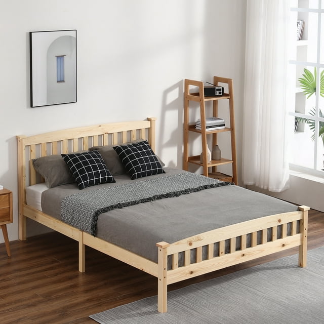 uhomepro Wood Full Bed Frame for Kids Adults, Platform Bed Frame with Headboard and Footboard, Modern Full Size Bed Frame with Wood Slats Support, Bedroom Furniture, No Box Spring Needed, Q17322