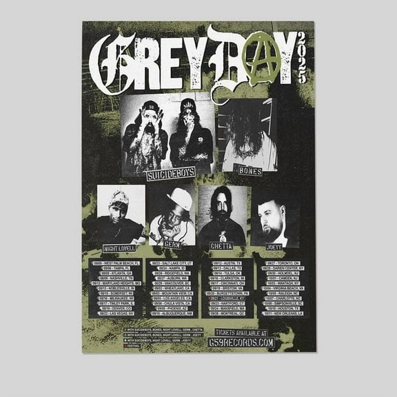 $uicideboy$ 2025 Grey Day Tour poster - Suicideboys music concert Size 24''x36'' -Kiloa