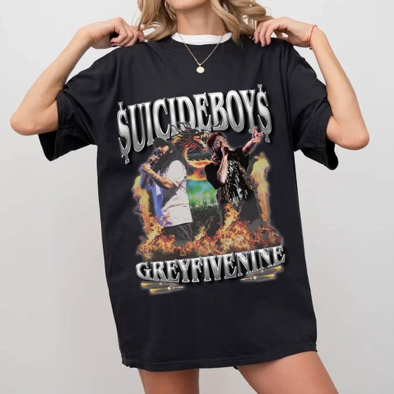 $uicideboy$ Grey Day Tour Merch T-shirt Heavyweight Oversized Rap Tee Hip-hop