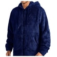 thumbnail image 1 of uikmnh 2024 Men's Solid Color Lamb Wool Double Velvet Hooded Warm and Velvet Sweater Casual Loose Comfortable Trendy Sweater, 1 of 4