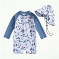 thumbnail image 1 of uikmnh Baby Boys One Piece Mallard Rash Guard Long Sleeve UPF 50+ Swimsuit with Sun Hat Size:6-12 Months, 1 of 6