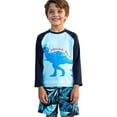 thumbnail image 1 of uikmnh Boys 2 Piece Dinosaur Print Rash Guard & Swim Trunks Swimwear Set Size:6-7 Years, 1 of 7