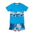 thumbnail image 1 of uikmnh Boys' 2-Piece Rash Guard Set Short Sleeve UPF 50+ Swim Trunks Size：12-13 Years, 1 of 4