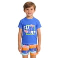 thumbnail image 1 of uikmnh Boys 2 Piece Short Sleeve Rash Guard Swim Set Tropical Sunny Print UPF 50+ Sun Swimwear Size:2-3 Years, 1 of 6
