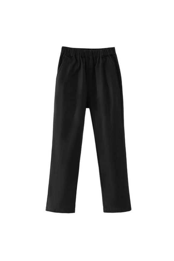 Boys High Waist Casual Trousers British Style School Pants Comfortable Everyday Wear for Kids Color:Black,Size:11-12 Years