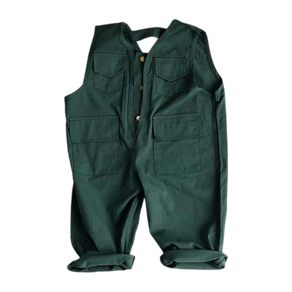 uikmnh Boys Industrial Washed Denim Button Up Jumpsuit Bib Overalls with Adjustable Straps and Pockets for Toddler Kids Color:Green,Size:3-4 Years
