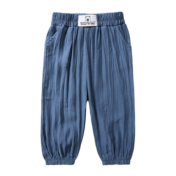 uikmnh Boys Pants Casual Basic Soft Trousers for Toddler Kids Comfortable Linen Pants Spring Summer Wear Size:5-6 Years