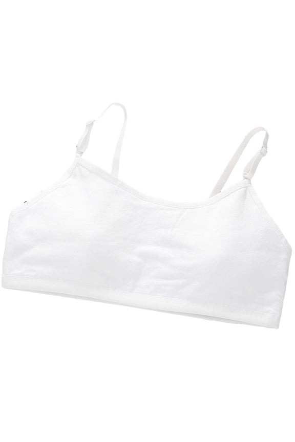 Crop Top Bra Girls Seamless Sports Bra Training White Bra Camisole Style Lightweight Seamless Kids Size:8-12 Years