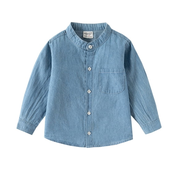 uikmnh Cute Tops Fashion Denim Button Down Shirt for Toddler Boys and Girls Long Sleeve Lightweight Top Blouse Size:12-18 Months